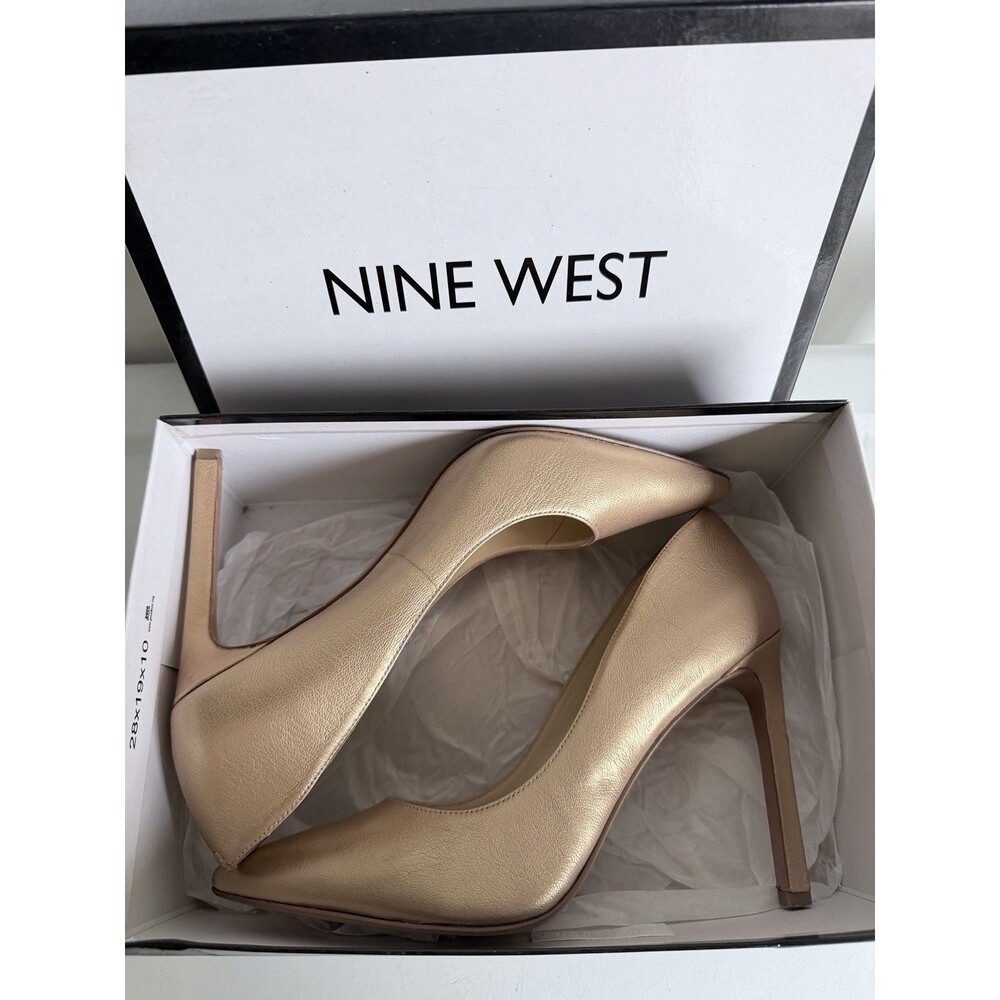 Nine West Gold Metallic Pointed Toe Stiletto High Heel Pump Shoes Sz 9